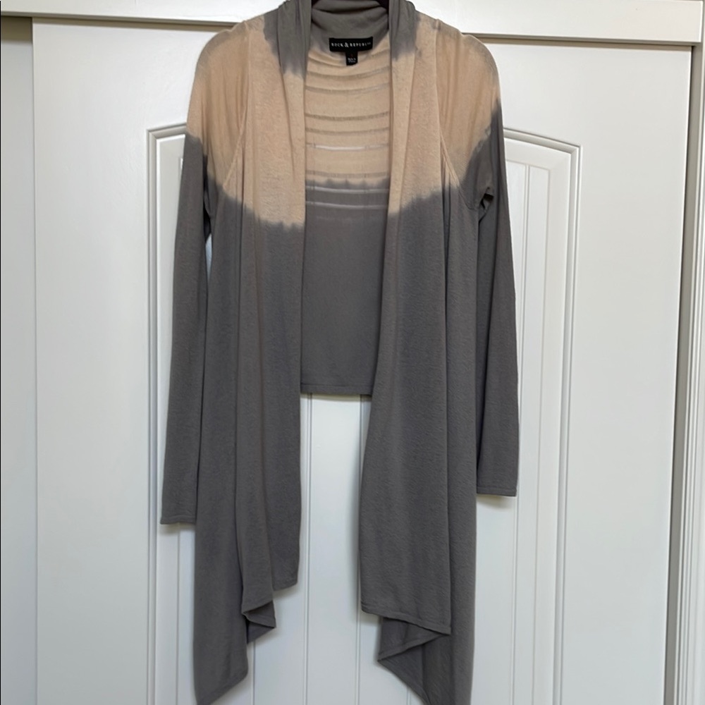 Rock & Republic Gray & Pink Cardigan | Size Small